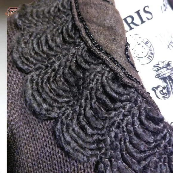 Fantazia Lagerlook Wool Patchwork Knit Oversized Cardigan Sweater, Medium - Picture 4 of 11